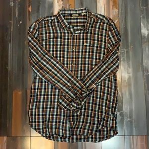 Brown, Blue and Grey Plaid Button Down